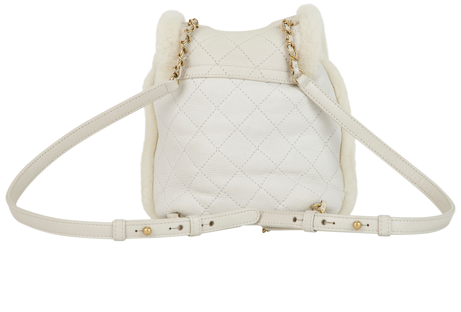 CC Backpack, &pound;3,900, Handbags, White, Leather/Shearling, Back view